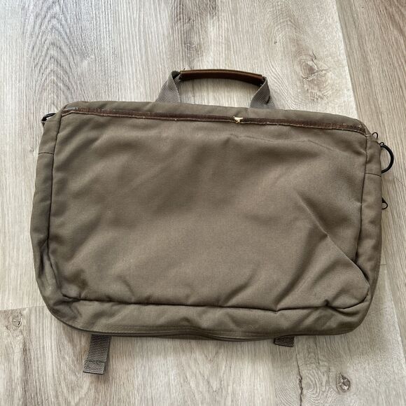 Trager Seattle Vintage Green Brown Messenger Shoulder Bag w/ Leather Trim READ - Picture 8 of 13